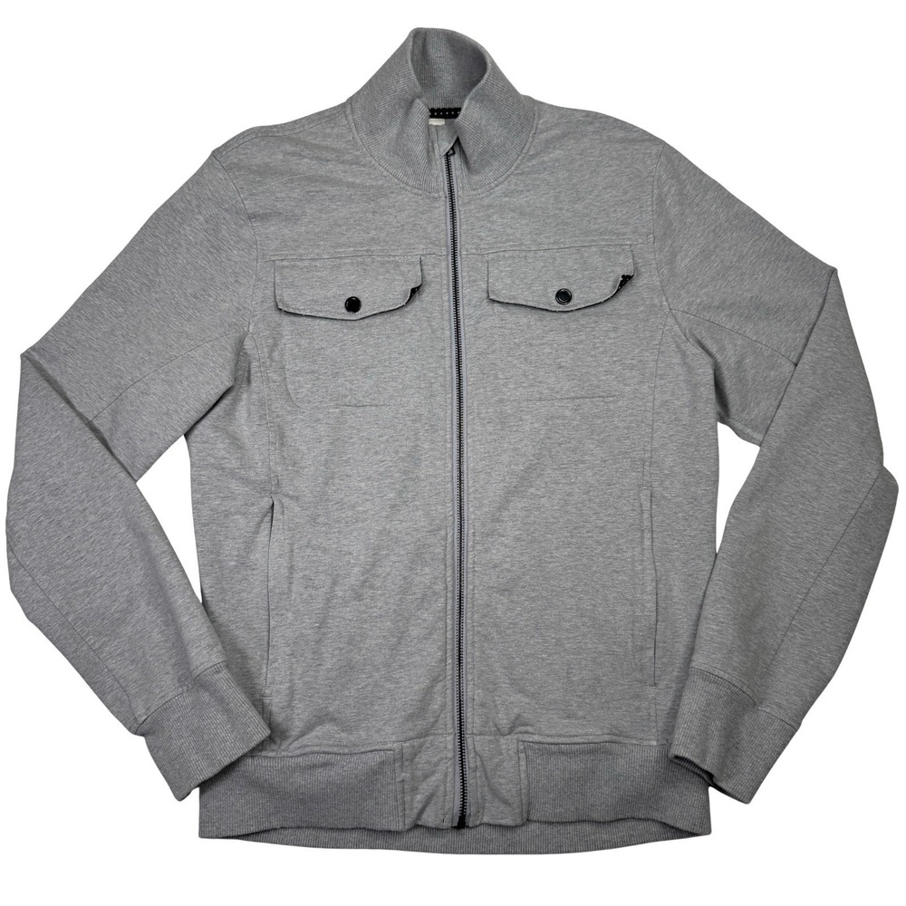 lululemon Sojourn Jacket Men's M Gray Mock Neck Full-Zip City Sweat Zip Pockets‎